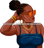 Afro Black Woman Badass Goddess Hustle Sexy Woman Sunglasses Hoop Earrings Necklace Up Do Hair Style SVG Cutting Files For Silhouette Cricut