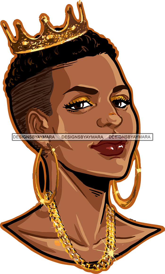 Afro Black Woman Badass Goddess Queen Crown Sexy Woman Hoop Earrings N ...