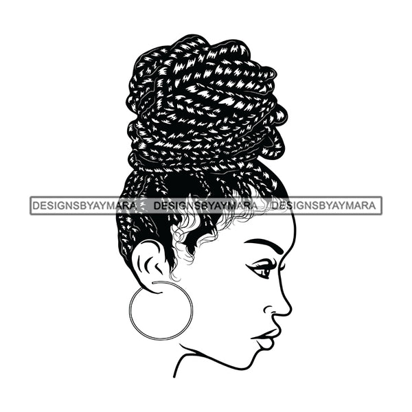 Afro Woman Braids Dreadlocks High Bun Beauty Salon Logo Black Girl Magic Melanin Popping SVG JPG PNG Cutting Files For Silhouette Cricut and More