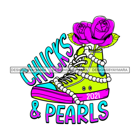 Chucks and Pearls 2021 Inauguration Designs Woman Power Vice President Kamala Harris SVG Cutting Files For Silhouette Cricut and More