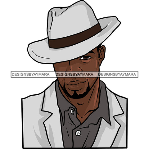 Sexy Black Man Handsome Confident Elegant Classic Hat Fashion Style SVG JPG PNG Vector Clipart Cricut Silhouette Cut Cutting