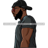 Sexy Black Man Profile Glasses Backward Baseball Cap Fashion Style SVG JPG PNG Vector Clipart Cricut Silhouette Cut Cutting