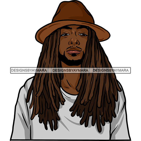 Sexy Black Man Fashion Model Confident Hat Style Long Dreadlocks Hairstyle SVG JPG PNG Vector Clipart Cricut Silhouette Cut Cutting