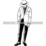 Sexy Black Man Confident Sophisticated Elegant Fashion Style B/W SVG JPG PNG Vector Clipart Cricut Silhouette Cut Cutting