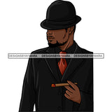 Sexy Black Man Holding Cigar Sophisticated Elegant Fashion Style SVG JPG PNG Vector Clipart Cricut Silhouette Cut Cutting