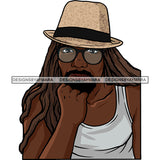 Sexy Black Man Glasses Hat Sleeveless T-Shirt Fashion Style Dreadlocks Hairstyle SVG JPG PNG Vector Clipart Cricut Silhouette Cut Cutting