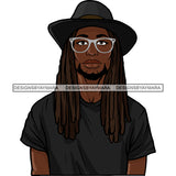 Sexy Black Man Glasses Cowboy Hat Style Long Dreadlocks Hairstyle SVG JPG PNG Vector Clipart Cricut Silhouette Cut Cutting