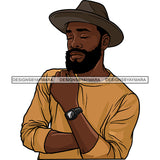 Sexy Black Man Confident Watch Hat Long Sleeve T-shirt Fashion Style SVG JPG PNG Vector Clipart Cricut Silhouette Cut Cutting
