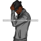 Sexy Black Man Confident Wearing Sweater Holding Hat Fashion Style SVG JPG PNG Vector Clipart Cricut Silhouette Cut Cutting