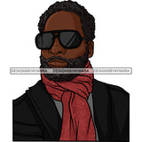 Sexy Black Man Confident Sunglasses Wearing Scarf Fashion Style SVG JPG PNG Vector Clipart Cricut Silhouette Cut Cutting