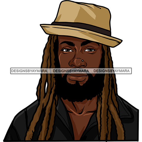 Sexy Black Man Portrait Confident Dreadlocks Classic Hat Fashion Style SVG JPG PNG Vector Clipart Cricut Silhouette Cut Cutting