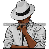 Sexy Black Man Head Down Smoking Cigar Classic Hat Fashion Style SVG JPG PNG Vector Clipart Cricut Silhouette Cut Cutting