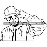 Attractive Man Fashion Glasses Baseball Hat Cap Style SVG JPG PNG Vector Clipart Cricut Silhouette Cut Cutting