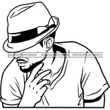 Sexy Black Man Retro Hat Short Sleeve T-Shirt Fashion Style B/W SVG JPG PNG Vector Clipart Cricut Silhouette Cut Cutting