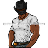 Attractive Cowboy Black Man Bearded Beard Barber Cowboy hat Strong Fashion Style SVG JPG PNG Vector Clipart Cricut Silhouette Cut Cutting