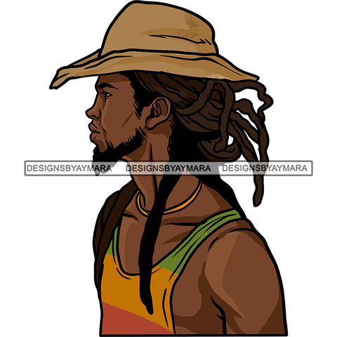 Sexy Black Man Profile Dreadlocks Hat Rasta Tank Top Fashion Style SVG JPG PNG Vector Clipart Cricut Silhouette Cut Cutting