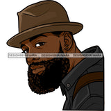 Sexy Black Man Confident Bearded Earring Classic Hat Fashion Style SVG JPG PNG Vector Clipart Cricut Silhouette Cut Cutting