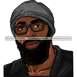 Sexy Black Man Confident Bearded Glasses Beanie Fashion Style SVG JPG PNG Vector Clipart Cricut Silhouette Cut Cutting