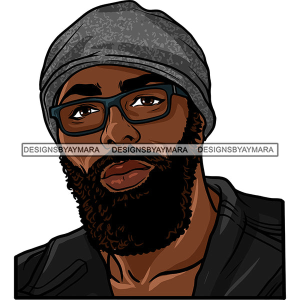 Sexy Black Man Confident Bearded Glasses Beanie Fashion Style SVG JPG PNG Vector Clipart Cricut Silhouette Cut Cutting
