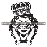 Queen Afro Lola Hand Sunglasses Crown Girl Black Woman Hustling Independent Savage Designs For T-Shirt and Other Products SVG PNG JPG Cutting Files For Silhouette Cricut and More!