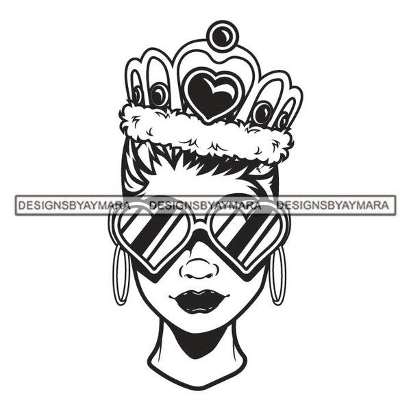 Queen Lola Sunglasses Crown Girl Woman Lipstick Savage Designs For T-Shirt and Other Products SVG PNG JPG Cutting Files For Silhouette Cricut and More!