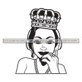 Queen Lola Afro Girl Black Woman Crown Power Reina Designs For T-Shirt and Other Products SVG PNG JPG Cutting Files For Silhouette Cricut and More!