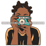 Photographer Lola Afro Girl Black Woman Bantu Knots Hairstyle Artist Profession Picture Designs For T-Shirt and Other Products SVG PNG JPG Cutting Files For Silhouette Cricut and More!
