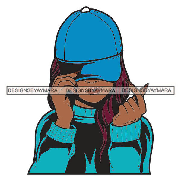 Hustler Cute Lola Girl Blue Baseball Hat Cap No Face Long Hair Nails Sweater Cold Weather Outfit Fashion Woman Designs For T-Shirt and Other Products SVG PNG JPG Cutting Files For Silhouette Cricut and More!