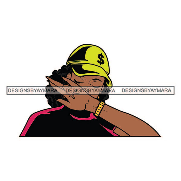 Sport Cap Hat Afro Lola Hand In Face Dollar Sign Baseball Cap Black Woman Melanin Nubian Designs For T-Shirt and Other Products SVG PNG JPG Cutting Files For Silhouette Cricut and More!