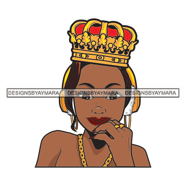 Queen Lola Afro Girl Black Woman Crown Power Reina Designs For T-Shirt and Other Products SVG PNG JPG Cutting Files For Silhouette Cricut and More!