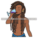 Gangster Sexy Lola Afro Girl Black Woman Long Dreadlocks Hairstyle Drinking Glass Wine No Clothes Muscular Fit Athletics Woman Hustling Designs For T-Shirt and Other Products SVG PNG JPG Cutting Files For Silhouette Cricut and More!