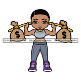 Hustler Cute Lola Afro Girl Black Woman Short Hair  Hustling Independent Savage Money Bags Cash Hustle Designs For T-Shirt and Other Products SVG PNG JPG Cutting Files For Silhouette Cricut and More!