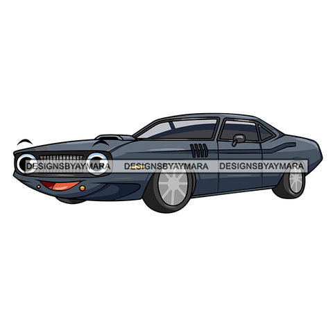 Sport Car Cartoon Character Automobile Luxurious Muscle Machine Speed Transportation SVG JPG PNG Vector Clipart Cricut Silhouette Cut Cutting