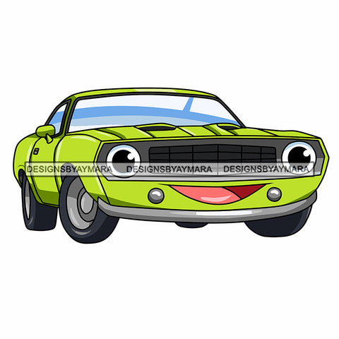Muscle Sport Car Cartoon Character Automobile Luxurious Machine Speed Transportation Race SVG JPG PNG Vector Clipart Cricut Silhouette Cut Cutting