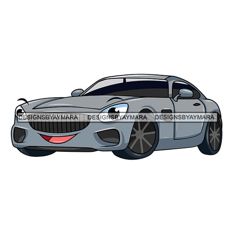 Luxurious Sport Car Cartoon Character Automobile Muscle Machine Speed Transportation SVG JPG PNG Vector Clipart Cricut Silhouette Cut Cutting