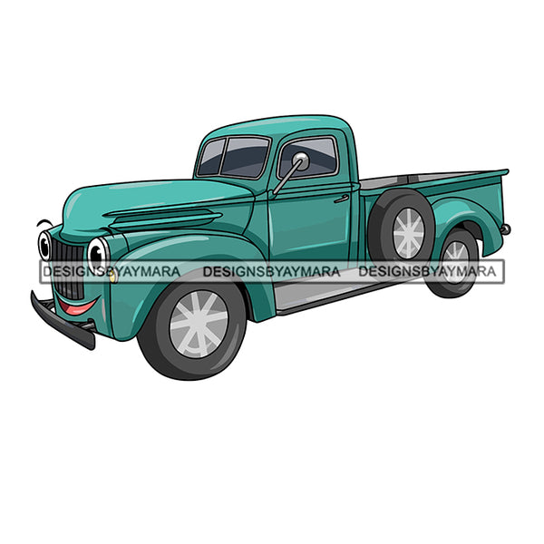 Vintage Antique Old School Car Wagon Truck Cartoon Character Automobile Muscle Machine Speed Transportation SVG JPG PNG Vector Clipart Cricut Silhouette Cut Cutting