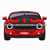 Muscle Sport Car Cartoon Character Automobile Luxurious Red Black Stripes Machine Speed Transportation SVG JPG PNG Vector Clipart Cricut Silhouette Cut Cutting