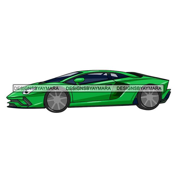 Gorgeous Sport Car Cartoon Character Automobile Luxurious Muscle Machine Speed Transportation SVG JPG PNG Vector Clipart Cricut Silhouette Cut Cutting