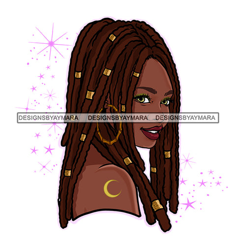 Locs Afro Woman Long Locs Dreads Sister Locs JPG PNG Vector Clipart Cricut Silhouette Cut Cutting