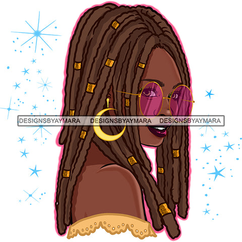 Brown Locs Afro Woman Long Locs Dreads Sister Locs  Sunglasses JPG PNG Vector Clipart Cricut Silhouette Cut Cutting