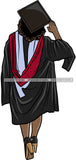 Afro Black Woman Wearing Graduation Gown Holding Cap Back View Afro Hairstyle SVG JPG PNG Cutting Files For Silhouette Cricut More