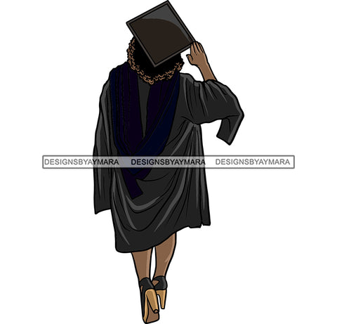 Graduation Woman Goals Achievement Diva Classy Lady Nubian Queen Afro African American Woman Standing White Background Design Element SVG JPG PNG Vector Clipart Cricut Cutting Files