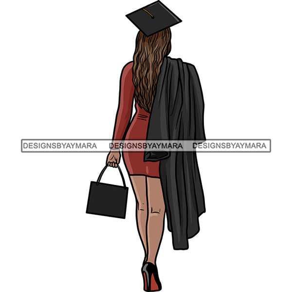 Bundle 4 Graduation Woman Graduate Ceremony Achievements Student Gown Cap SVG PNG JPG Cutting Files For Cricut Silhouette and More!