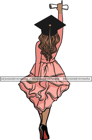 Graduation Cap Diploma Achievement Gown Education College Ceremony Student Success Graduate White Background SVG JPG PNG Vector Clipart Cricut Cutting Files