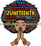 Juneteenth Afro Woman Praying June 19 Emancipation Freedom Holiday African American History  SVG PNG JPG Vector Cutting Files