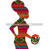 Afro Woman Silhouette Pink Green Pattern Filled  JPG PNG  Clipart Cricut Silhouette Cut Cutting