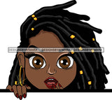 Afro Lili Black Girl Woman Big Eyes Peeking Peekaboo Nails Nubian Queen Melanin Dreadlocks Hair Style SVG Cutting Files For Silhouette Cricut More