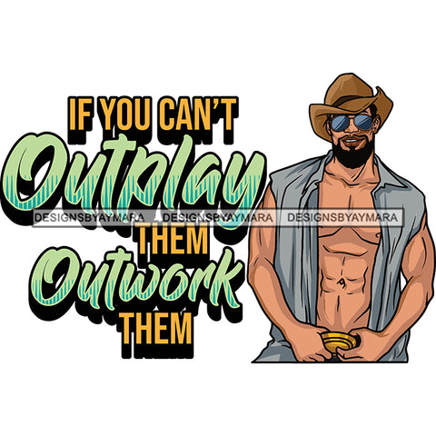 Sexy Afro Man Hustle Quote Open Shirt Sunglasses Cowboy Hat Style SVG JPG PNG Vector Clipart Cricut Silhouette Cut Cutting