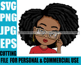 Afro Cute Lili Big Eyes Big Glasses Designs For Commercial And Personal Use Black Girl Woman Nubian Queen Melanin SVG Cutting Files For Silhouette Cricut and More