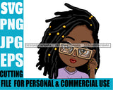 Afro Cute Lili Big Eyes Big Glasses Dreadlocks Hairstyle Designs For Commercial And Personal Use Black Girl Woman Nubian Queen Melanin SVG Cutting Files For Silhouette Cricut and More